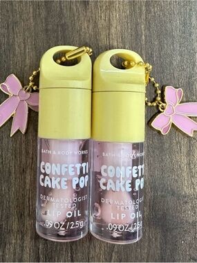 2x Bath & Body Works Confetti Cake Pop Lip Oil - Pale Pink